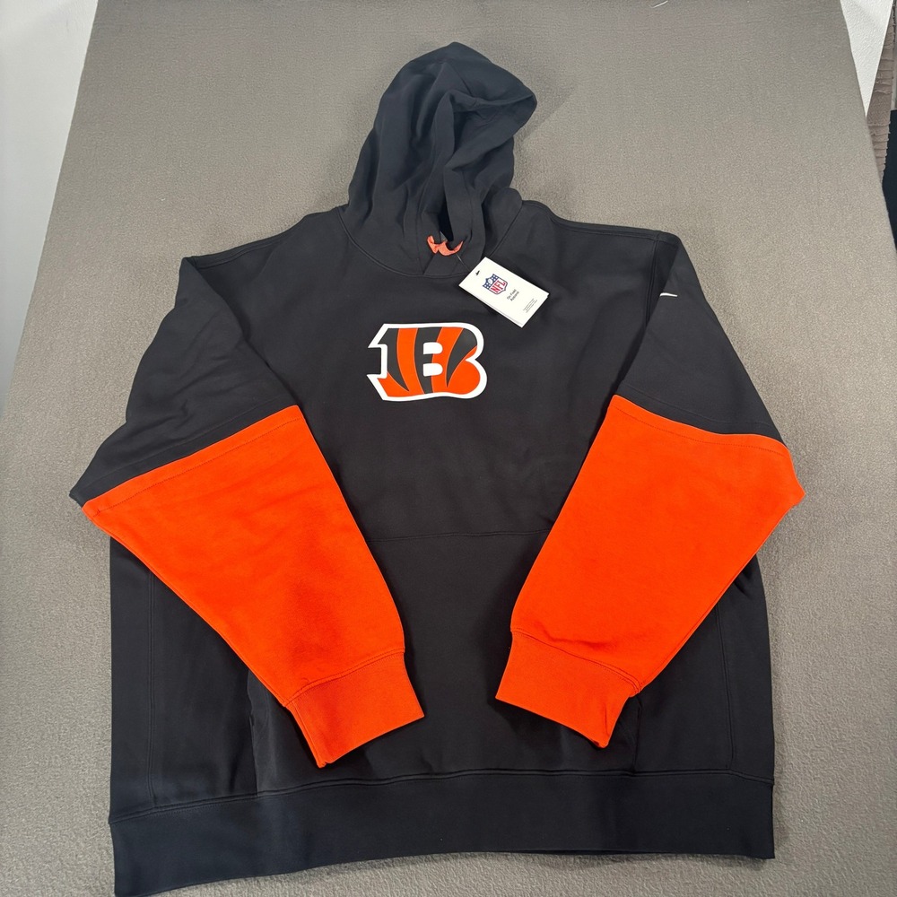 Nike NFL Cincinnati Bengals Hoodie Mens Size XXL Black Orange 02F2-51K-9A-87G